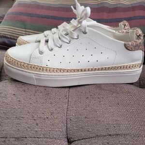 Women's White and Tan Espadrille Sneakers